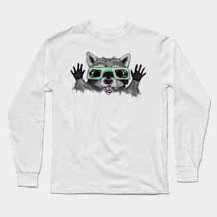 Solar eclipse - raccoon Long Sleeve T-Shirt